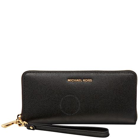 michael kors jet set zip around continental black wallet|michael kors silver metallic wallet.